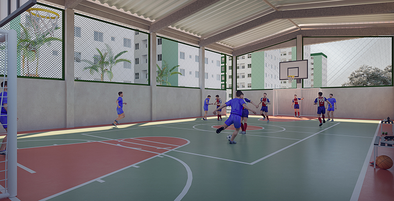 Quadra poliesportiva coberta